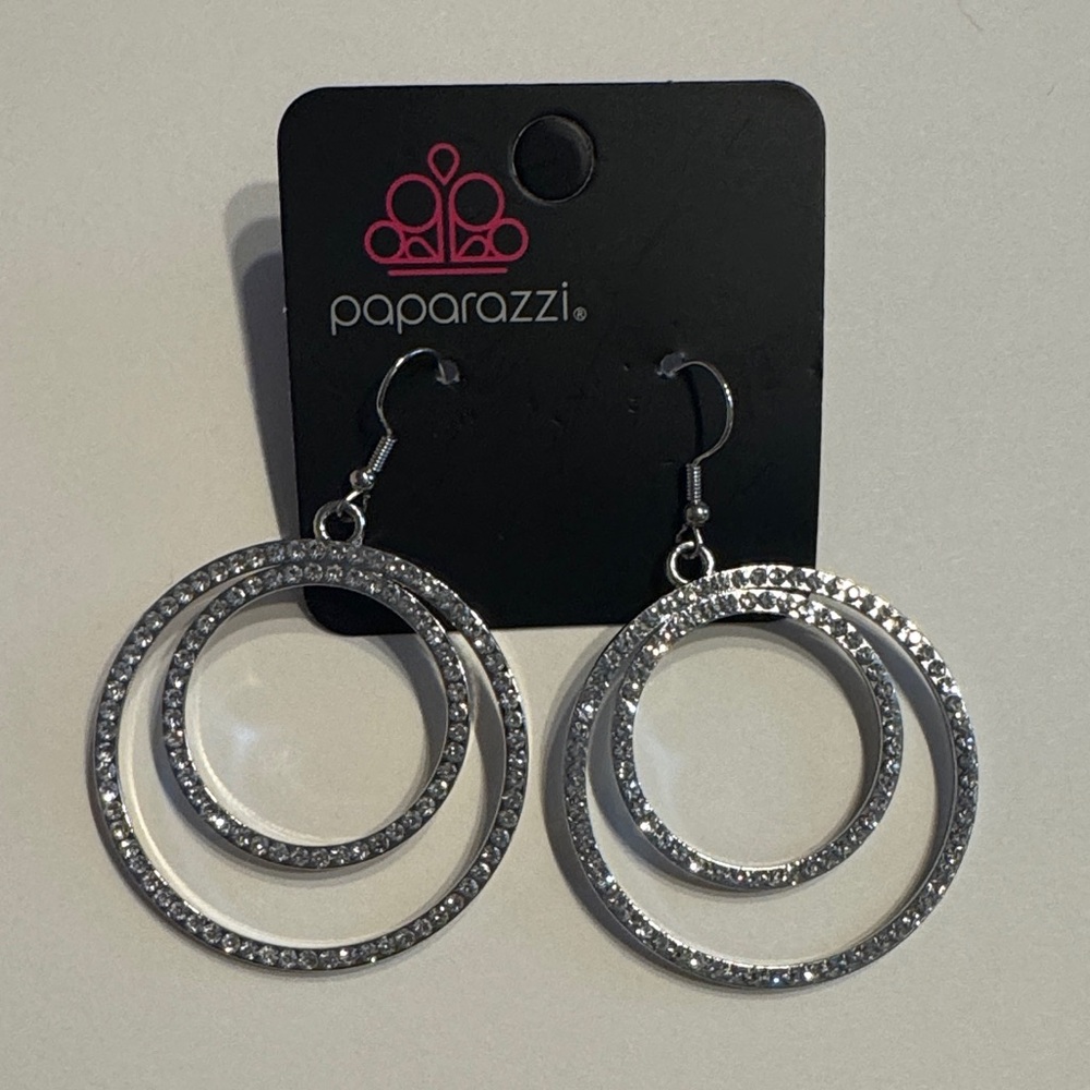 Paparazzi Dazzling Silver Double Hoop Earrings